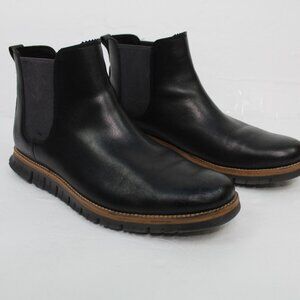 COLE HAAN Mens Black Pull Tab Zerogrand Waterproof Platform Chelsea Boots 11.5